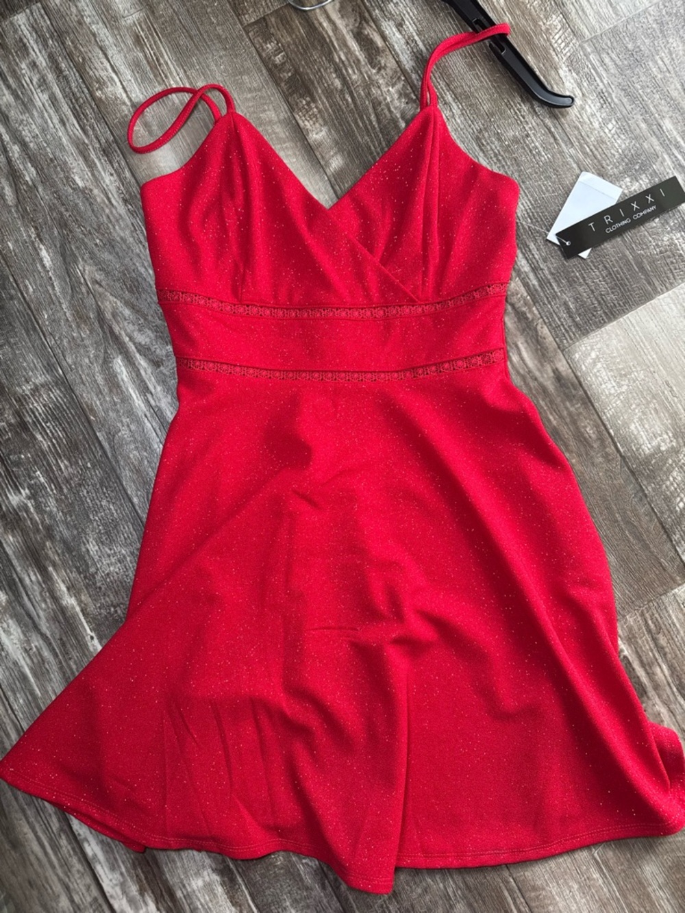 NWT Trixxi Red Sparkle Fit-and-Flare Dress MEDIUM